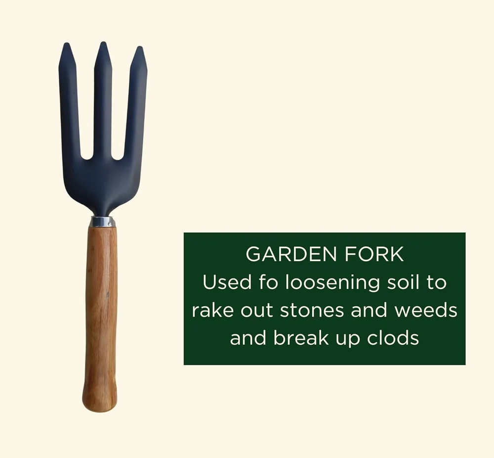 Gardening Tools Set – Hand Cultivator, Big Trowel, Garden Fork (Set of 3) | Heavy-Duty Metal Garden Tools for Home Gardening