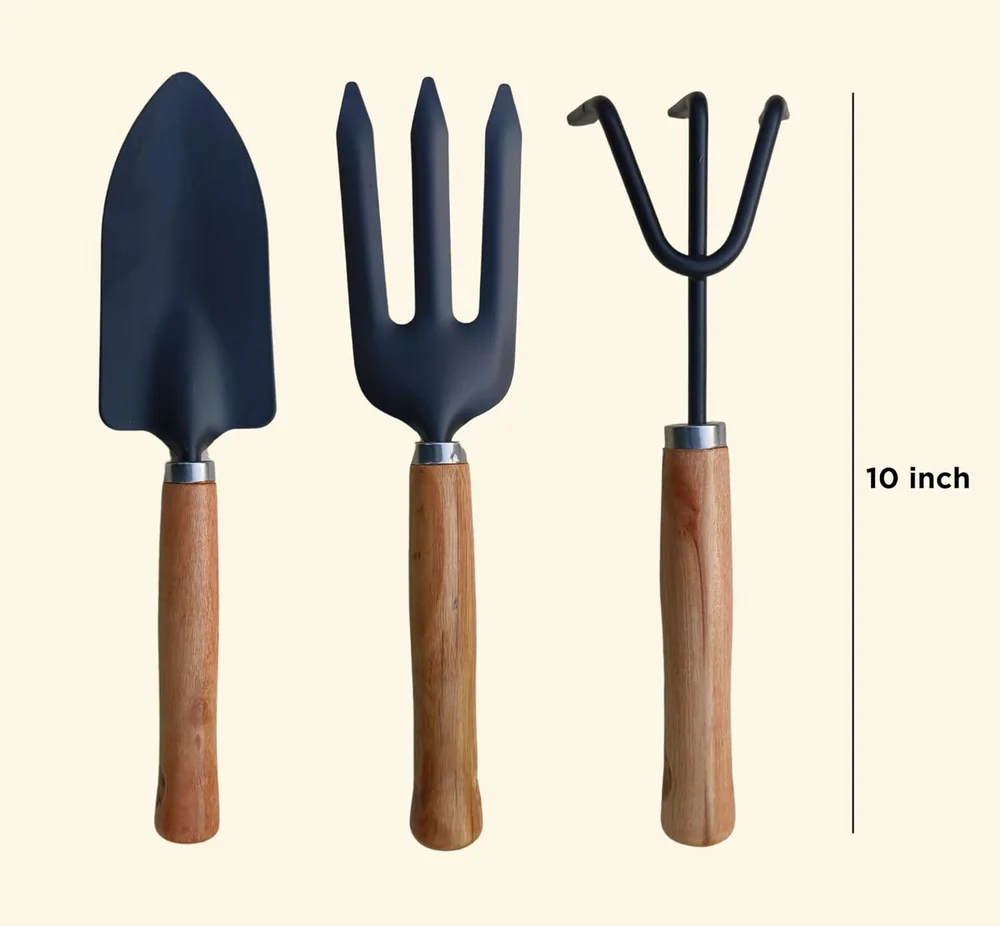 Gardening Tools Set – Hand Cultivator, Big Trowel, Garden Fork (Set of 3) | Heavy-Duty Metal Garden Tools for Home Gardening