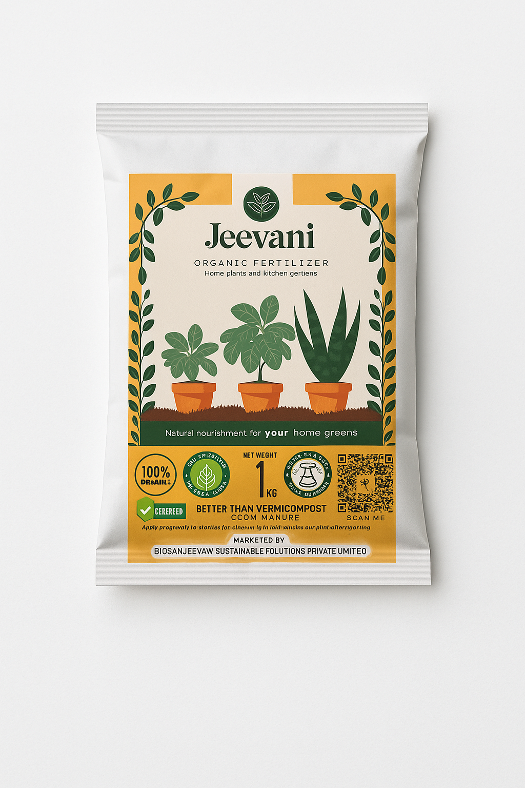 Jeevani Organic Fertilizer – 1kg | For Indoor Plants & Kitchen Gardens