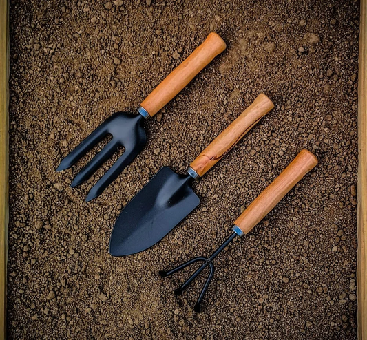 Gardening Tools Set – Hand Cultivator, Big Trowel, Garden Fork (Set of 3) | Heavy-Duty Metal Garden Tools for Home Gardening