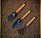 Gardening Tools Set – Hand Cultivator, Big Trowel, Garden Fork (Set of 3) | Heavy-Duty Metal Garden Tools for Home Gardening